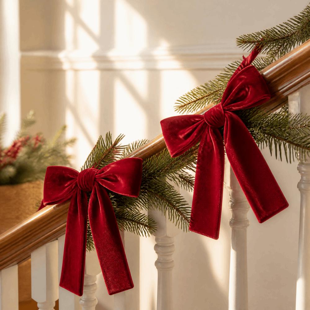 Soft Christmas Velvet Party Bow Creative Velvet Bow Garland Banner  Wedding Decor