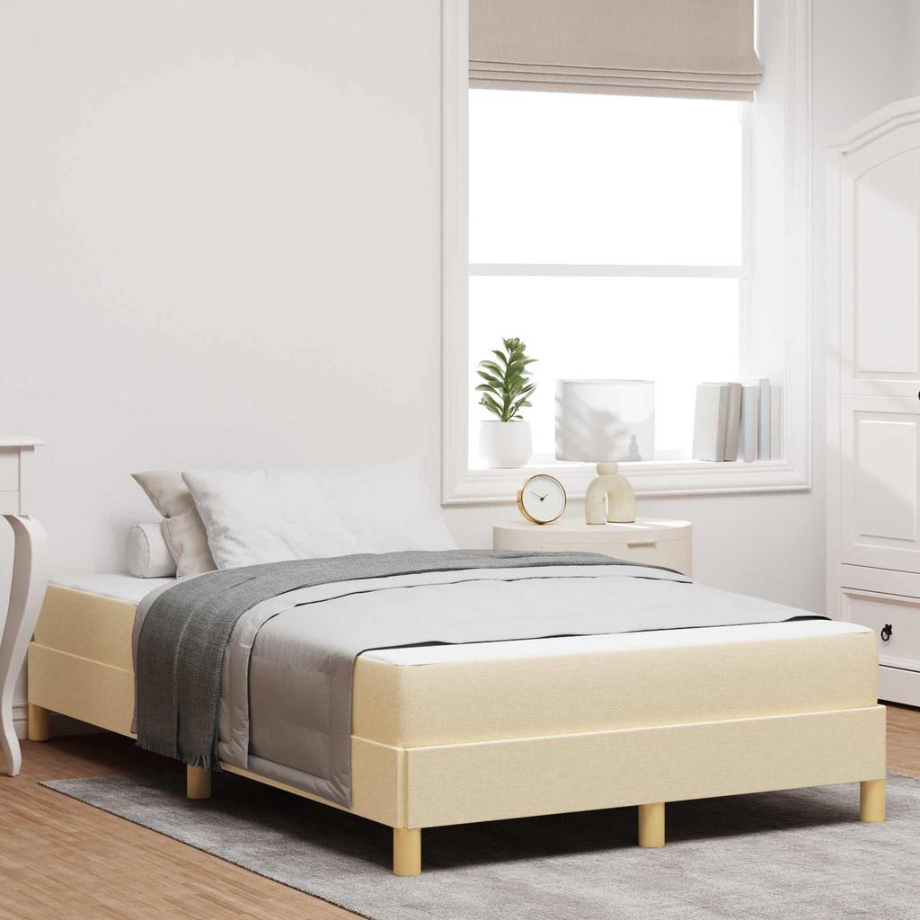 Box Spring Bed with Mattress Cream 120 x 190 cm Fabric