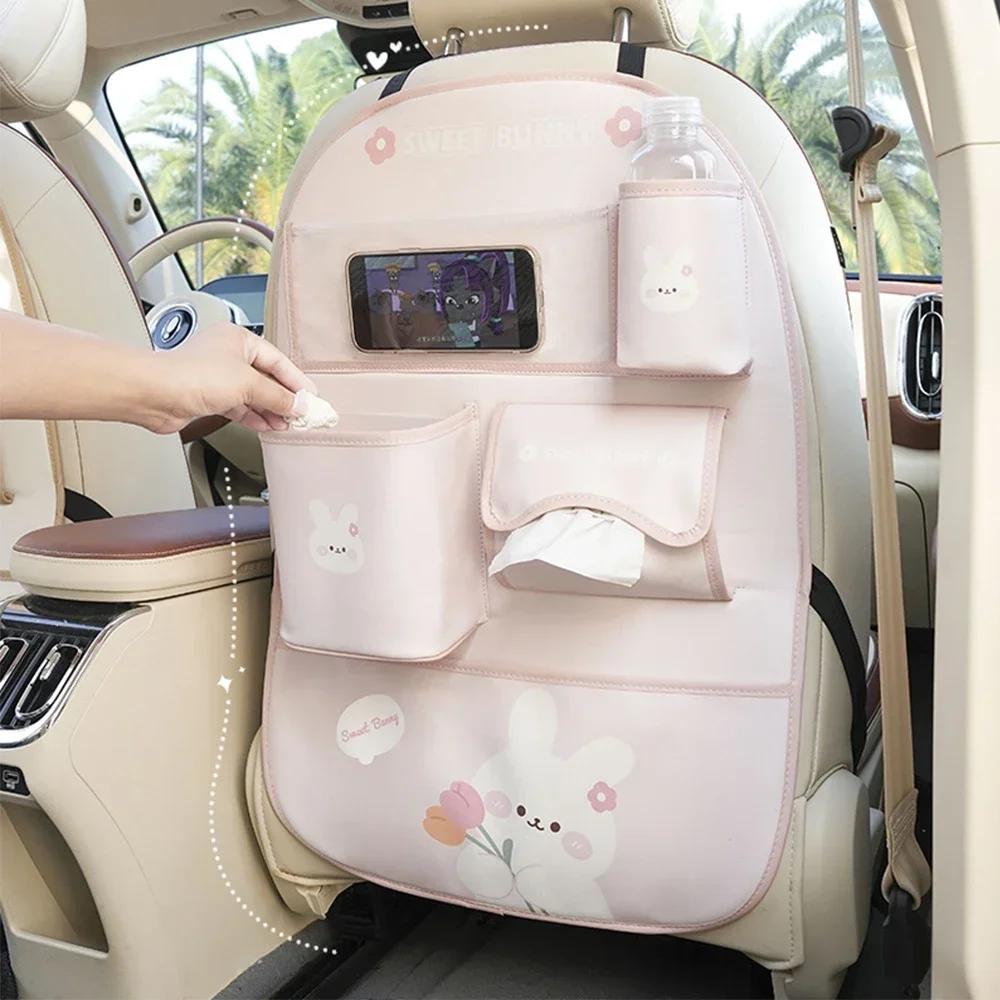 NEW Car Holder Seat Back Storage Bags Anti Kick Mat Protector for Kids Detachable Pockets Tablet Phone Stand Trash Bin