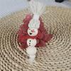 Bohemian Macrame Snowman Ornament Set, Handmade Wooden Bead Christmas Hanging Decor, 2/3/4Pcs Boho Winter Tree Decoration