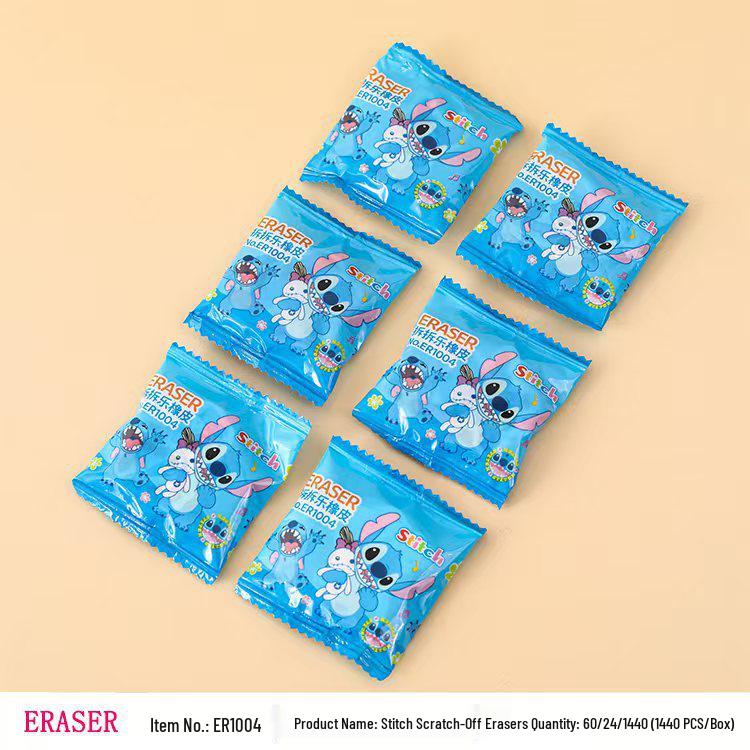 New Creative Stitch Scratch-Off Eraser Blind Box: Kindergarten Prize & Student Pencil Eraser Raffle