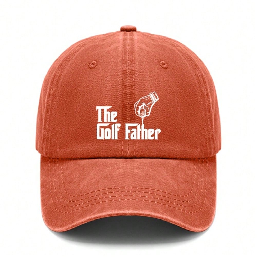 [Vintage Baseball Cap] The Golf Father Print Polyester Soft Adjustable Curved Brim Casual Outdoor Sports Golf Hat For Dad Gift