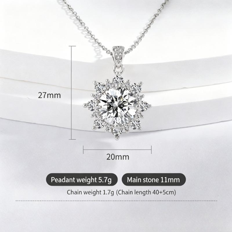 925 Sterling Silver Fashion Light Luxury Snowflake Zircon Pendant Necklace Birthday Party Anniversary Gift