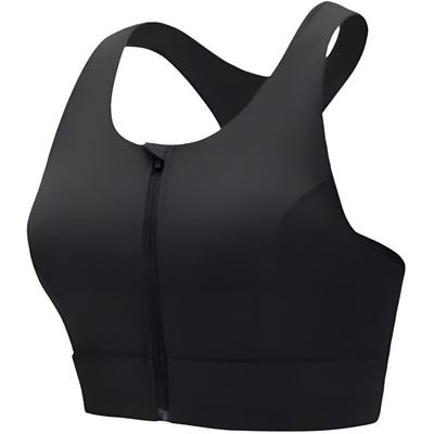 Training Series Solid Color Slim Fit Front Zipper Sports Bra Women Underwear Dark-Gray 962447101-3