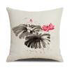 Chinese Style Series Ink Flower and Grass Print Pillow Linen Print New Chinese Style Home Sofa Pillow Living Room Bedroom