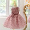 2025 Style Princess Dress: Puff Sleeve Evening Gown for Baby Girls' First Birthday