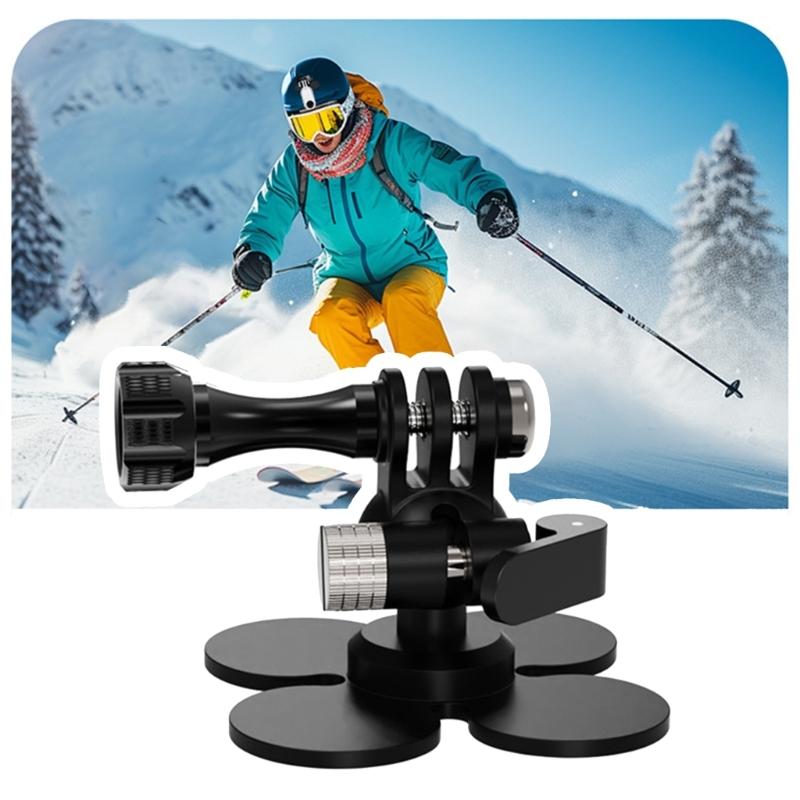 Camera Mount with Flexible Adhesive Base for 17mm Ball Head Action Cameras Secure 300g Load Capacity Small Design