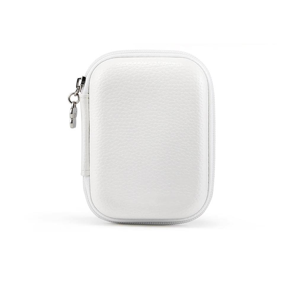 PU Leather Digital Camera Case Mesh Pocket Camera Protective Cover Cable Organizer  Data Storage белый