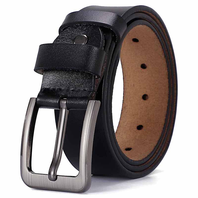 Men's Retro Pin Buckle Leather Belt - Genuine Cowhide, Plus Size