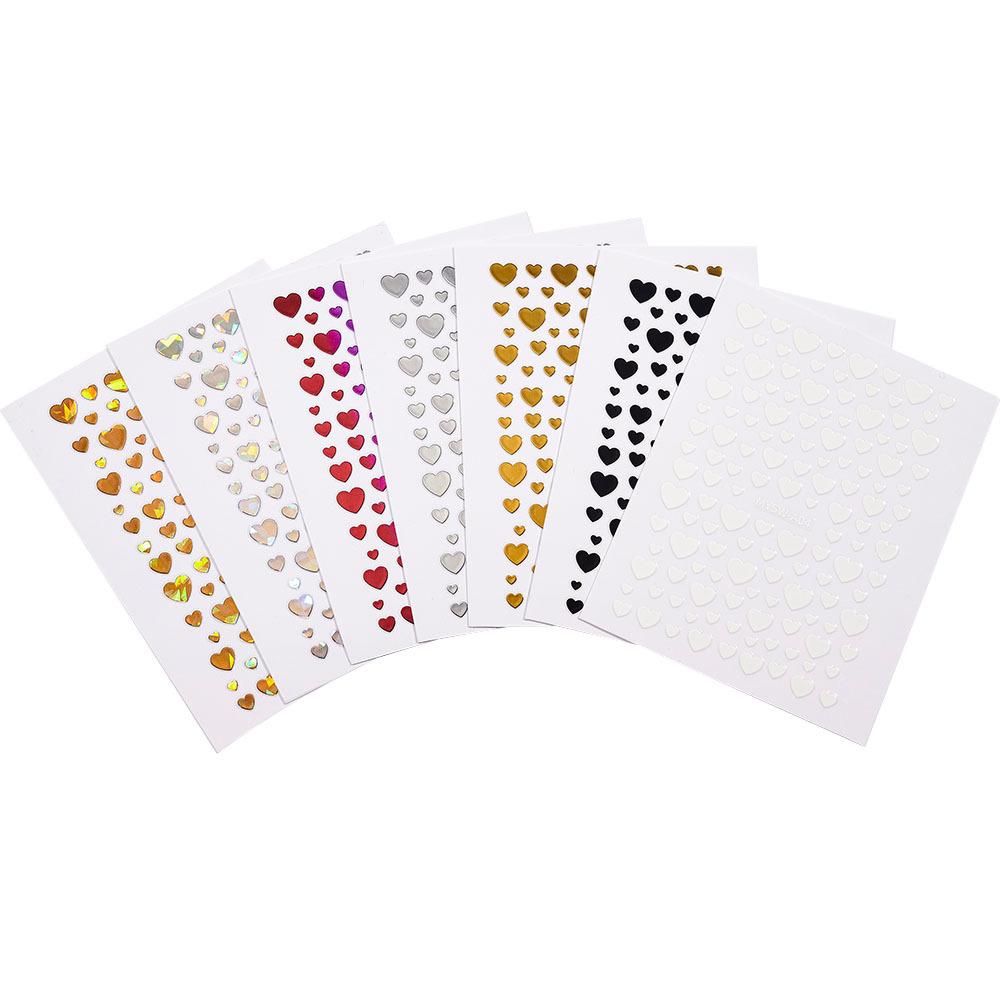 Seven-Color Positive Love Manicure Sticker Laser Gold And Silver Solid Color Love Nail Sticker Girl Heart-Shaped Nail Decoration