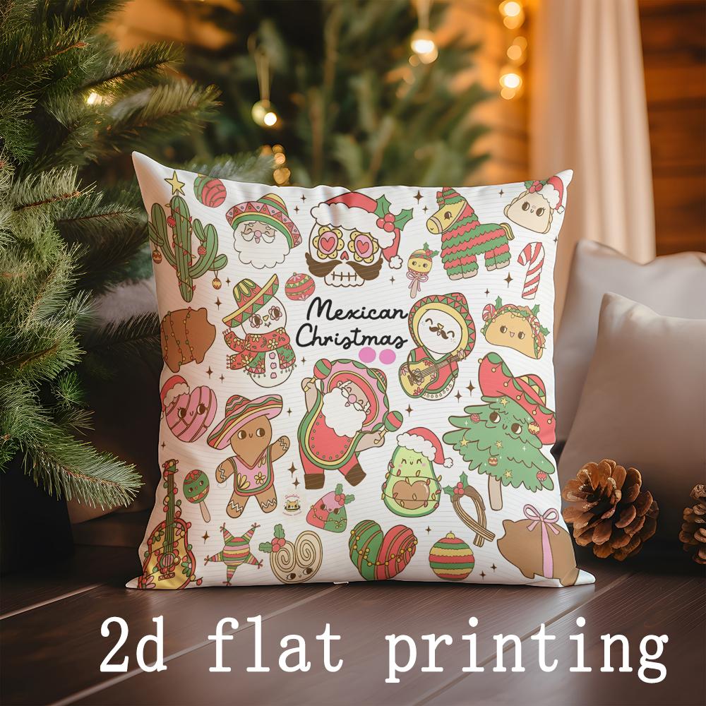 Home Decor Christmas-themed Funny & Festive Pillow Covers Pattern Cushion Cover Suitable for Sofa Bedroom Car Pillow Cover