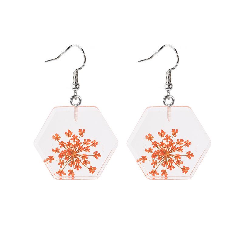 Dongdaemun Dried Flower Transparent Acrylic Geometric Resin Earrings Temperament Personalized Stud Earrings Earrings