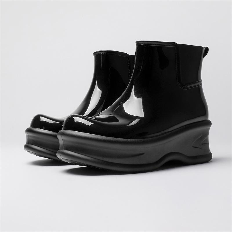 

Женские короткие непромокаемые ботинки в японском стиле на скрытом каблуке, нескользящие - однотонные 38 чёрный