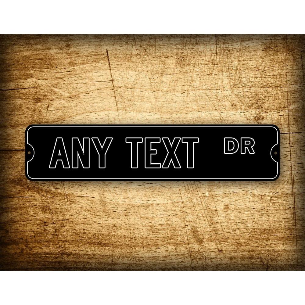 Personalisiertes 4x16 Zoll Individuelles Straßenschild Schwarz Weiß Metall Neuheit Dekoration