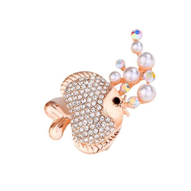 Bubble Fish Pearl Brooch, Cute Diamond-encrusted Brooch, Women's Anti-exposure Pin, Fixed Clothing Accessory