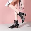 2025 Plus Size Women's Boots Lace Embroidery Ankle Sandal Boots Crystal Bow Tie Back Zip Stylish Retro Summer Footwear