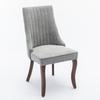 Rayon Cloth Flocking Linen Dining Chairs Channel Kitchen Dinner Chair Comfy Fabric Upholstered Accent Chair for Dining Room with Curved Solid Wood