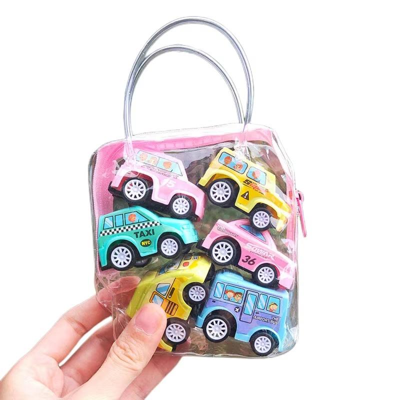 

6pcs/Set Originality Children Mini Pull Back Car Inertia Toy Construction Vehicle Fire Truck Model Set Boys Birthday Gift