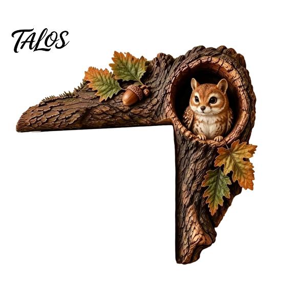Nature Inspired Home Decor Chipmunk Tree Hollow Door Topper, Woodland Animal Frame Decor, Rustic Wood Bedroom Wall Decoration Corner Ornament