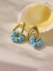 Qiong Yao Turquoise Beaded Pendant Earrings, 18K Gold-Plated Stainless Steel, Fade-Resistant Exquisite Design