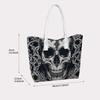Gothic Skull Printed Tote Bag Vintage Style Large Carryall Shoulder Bag for Daily Use