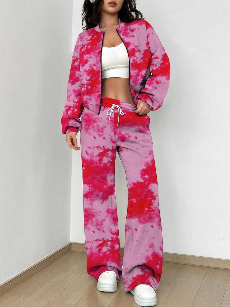 Color tie-dye 1116 new popular autumn and winter new European and American women's clothing smudge and dye suit women