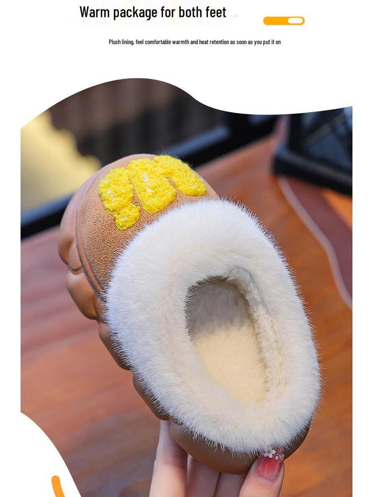 New Kids' Cotton Slippers: Plush, Thickened for Warmth, Ideal for Fall & Winter, Indoor & Outdoor
