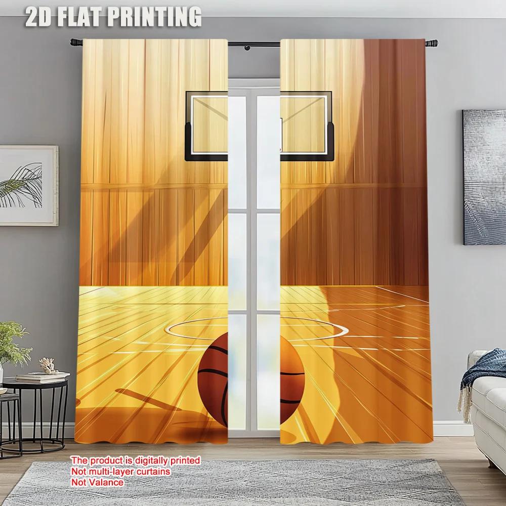 2pc    Party Window Curtains Basketball Court Light Filter Family Party Use for Classroom Decoration