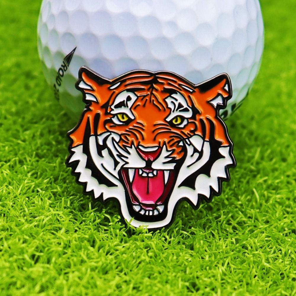 Zinc Zinc Alloy Golf Ball Marker Hat Clip Tiger Golf Ball Marker Magnetic Hat Clip  Golf Gloves Hats
