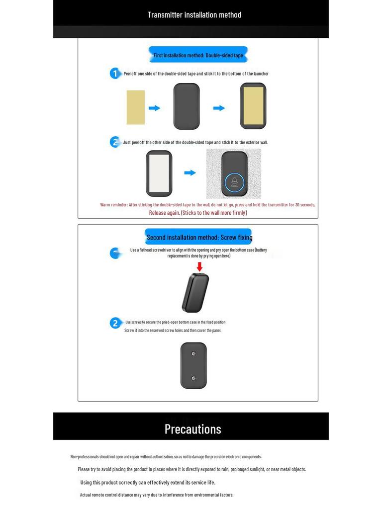 Wireless Smart Doorbell & Chime with Long-Range Remote for Home & Elderly Use