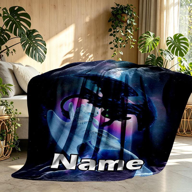 Custom Name Personalized How to Train Your Dragon Print Blanket, Home Decor, Bedroom, Sofa, Camping, Couch, Gifts for Birthday Christmas