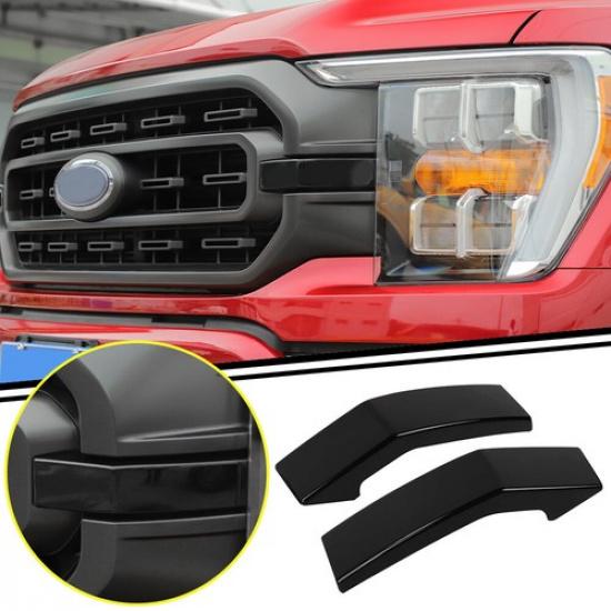 Black Front Bumper Headlight Grille ert Cover Trim Bezel For + Ford F150