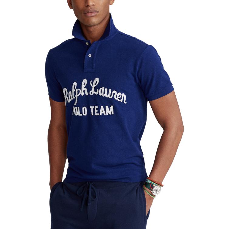 Polo Ralph Lauren SS23 Letter Embroidery Slim Fit Short Sleeve Polo Shirt Men Polo Shirts Navy-Blue 710835793-001