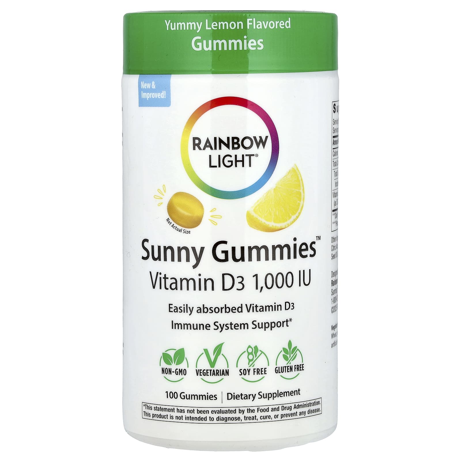 

Sunny Gummies™, Vitamin D3, Delicious Lemon, 25Mcg (1,000Iu), 100 Gummies