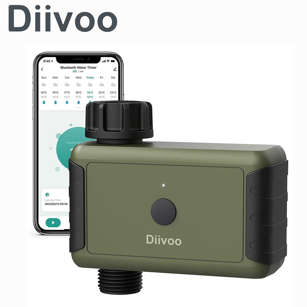 

Diivoo 1-зонный таймер распыления воды Bluetooth / шланг, программируемый таймер воды с задержкой дождя / ручная / автоматическая система полива