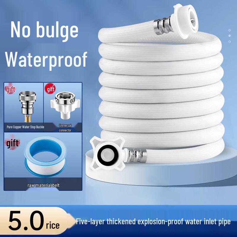 Fully Automatic Washing Machine Extended Inlet Hose with Agitator Drum, 4-Point Threaded Connection