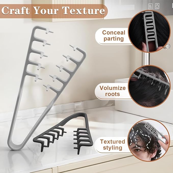 Pettine Texturizzante da Uomo, Pettine per Capelli Ricci, Pettine a Denti Larghi, Strumento Volumizzante, Accessorio Styling per e Frangia Capelli Unisex