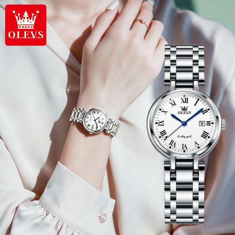 OLEVS Damenuhren Mode Leichter Luxus Original Armbanduhr Wasserdicht Leuchtend Quarz Damen Chronograph Datumsuhren
