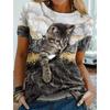 Cute Cat Pattern T Shirt For Women Pet Animal 3D Printed Short Sleeves Tees Summer Casual Loose T-Shirts Streetwear O-Neck Tops
