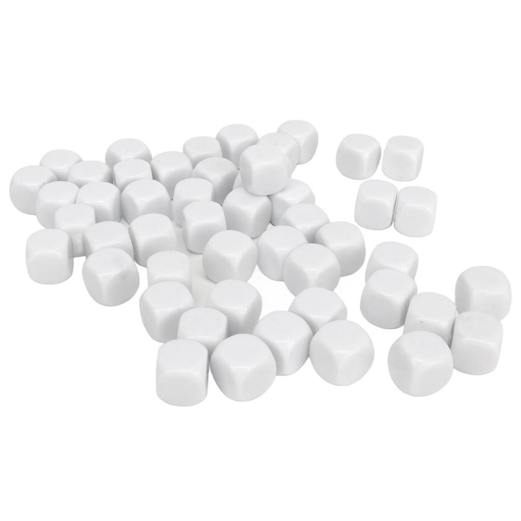 50PCS Blank Six Sided Dice Round Corner Plastic 0.6in Dice Cubes for Board Games DIY Sticker Math