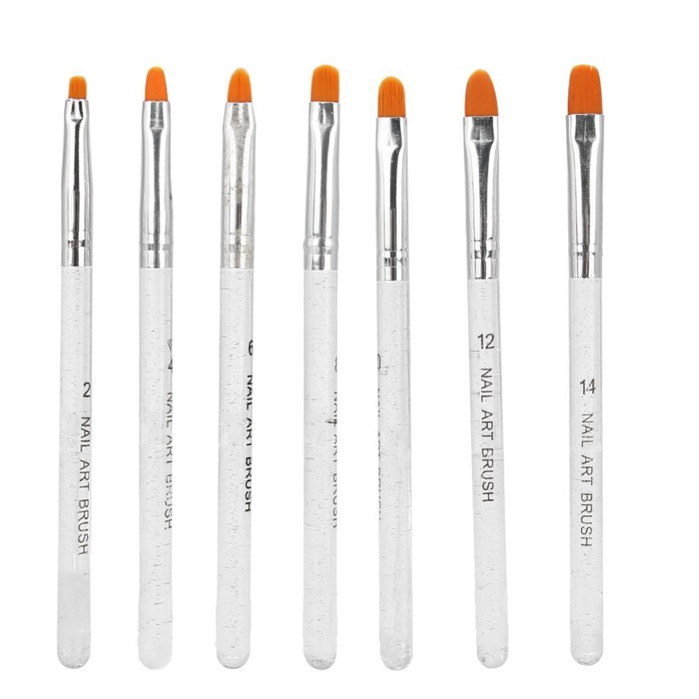 7pcs Transparent Handle Oval Builder Gel Nail Brush Set UV Gel Polish