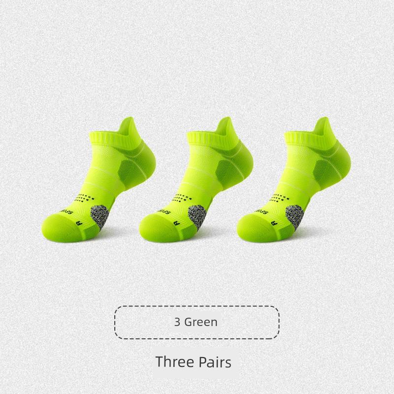 Comfortable Outdoor Sports Socks for Spring and Summer Marathon Men's Short Socks with Thick Towel Soles, Durable Running Short Socks for Men