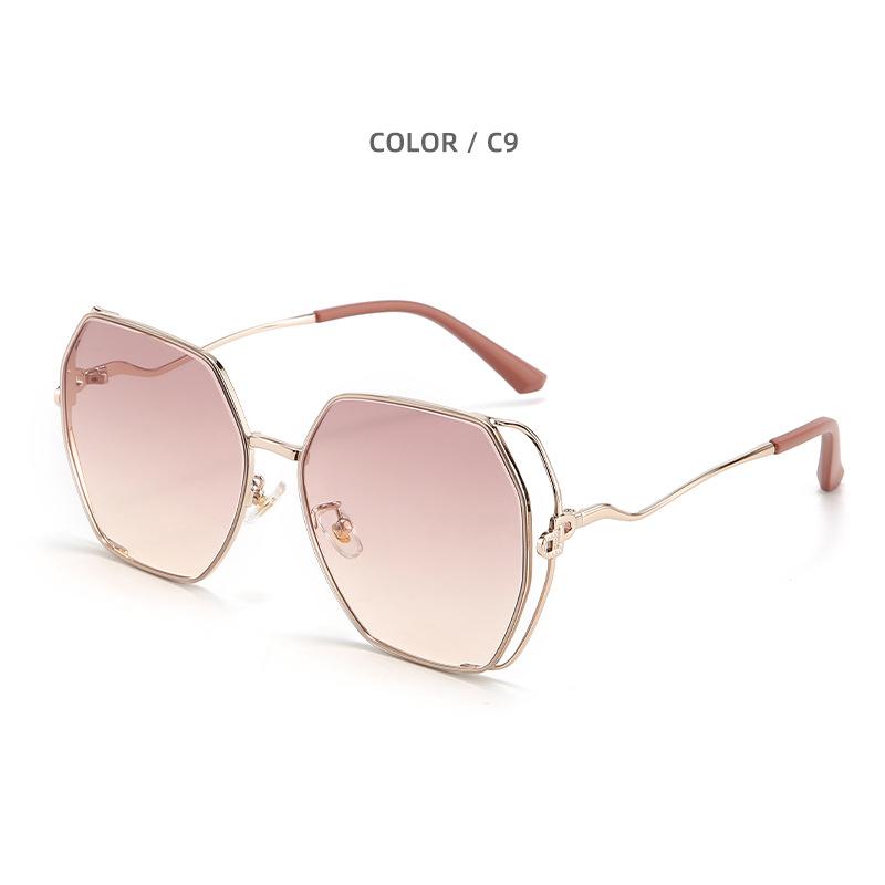 

oversized frame brown sunglasses for women with big face and thin, UV-proof driving sunglasses