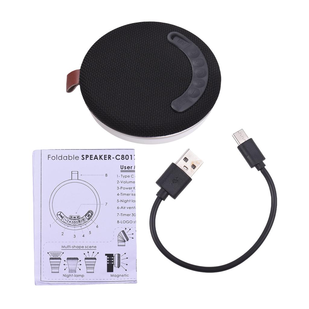 Portable Speaker BT Foldable Travel Sound Machine Rechargeable TWS Compatible Night Light Timer
