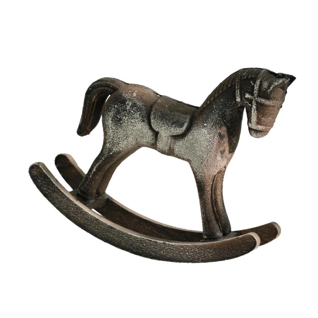 Rocking Horse Wooden Sculpture Ornament Figurine for Shelf Living Room Gift Bedroom