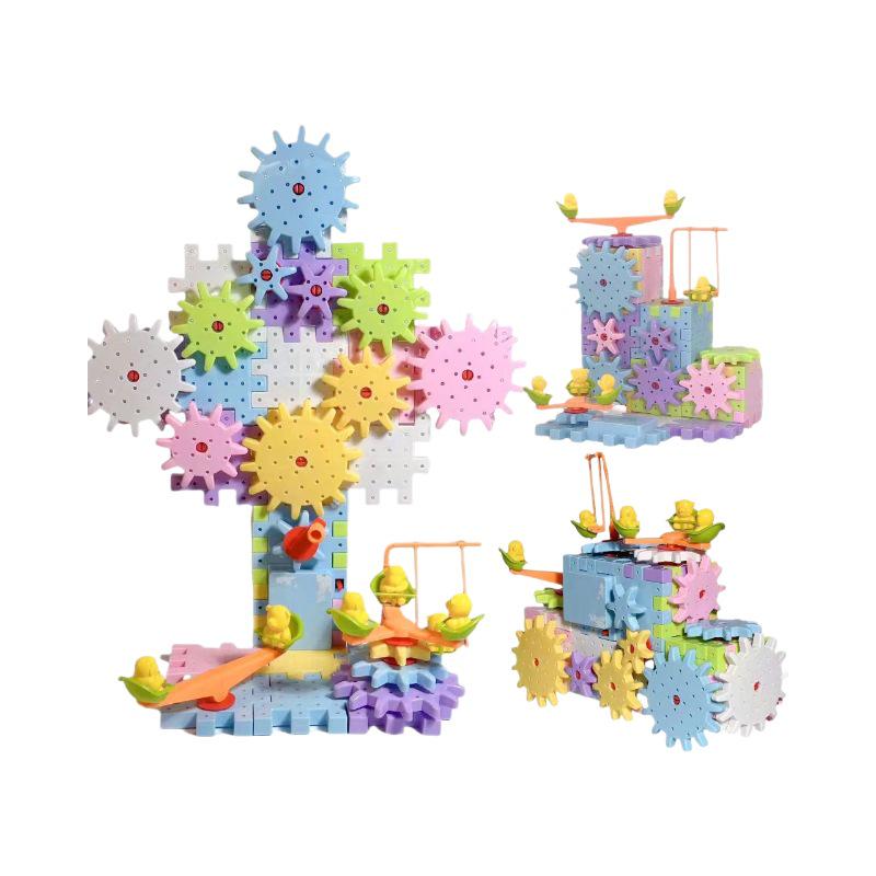 Children's Educational DIY Electric Gear Rotation Building Blocks Toy Set