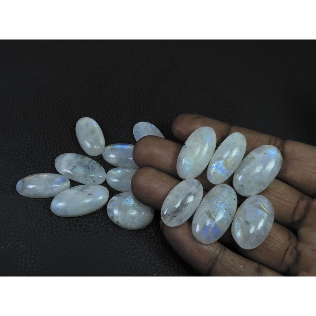 297Cts. Natural Rainbow Moonstone Oval Cabochon Loose Gemstone 15Pcs Lot C-691