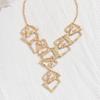 Geometric Pendant Necklace Women Gold Tone Alloy Triangle Rectangle Cutout Statement Chain Jewelry