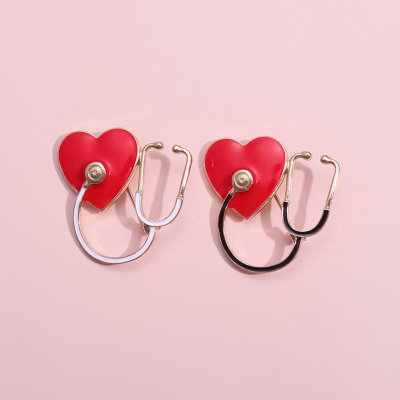 Unique Cartoon Style Medical Brooch Stethoscope And Ecg Design For Doctors And Nurses