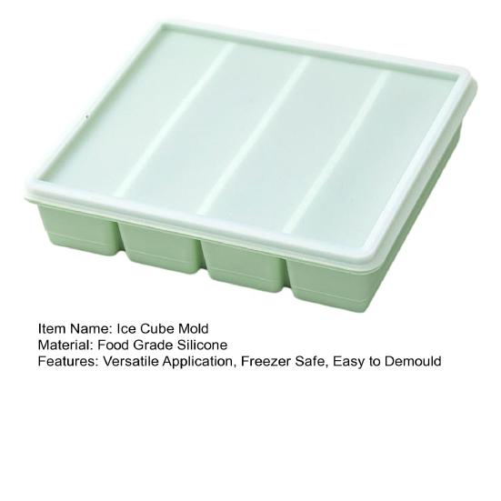 Ice Cube Mold Silicone Freezer Tray with Lid Multi-Compartment Ice Cube Tray for Freezing Long Ice Cubes Broth